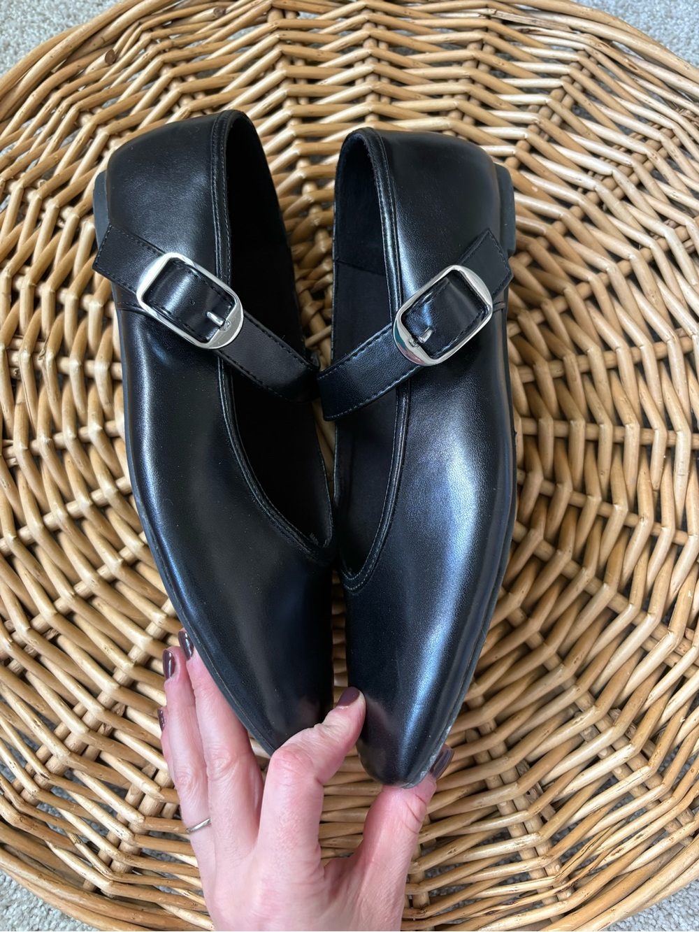 Old Navy Black Jack Mary Jane Ballet Flats Square Toe Adjustable Strap Size 8 - Picture 6 of 9